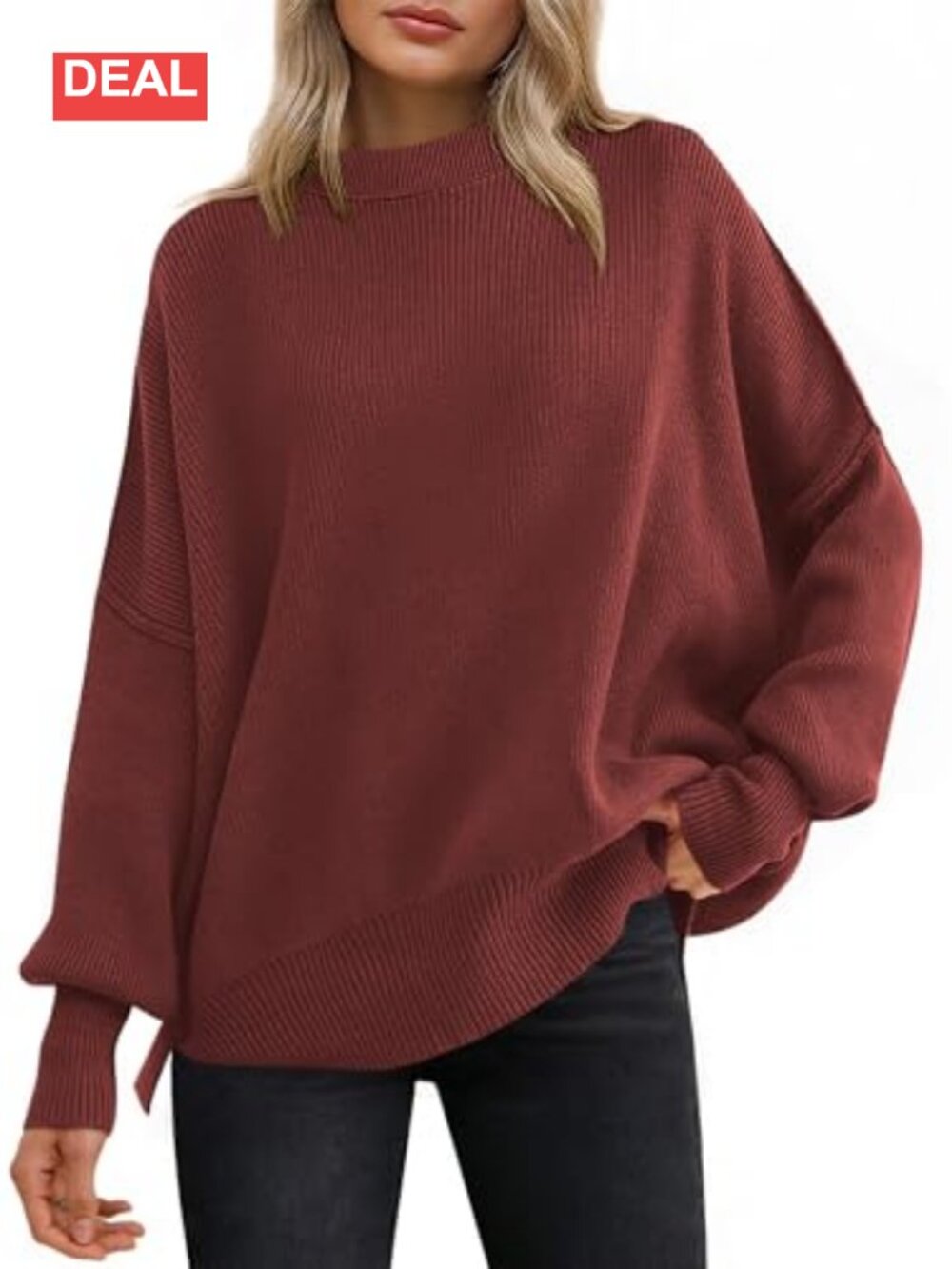 Oversized Chunky Ribbed Knit Pullover Sweater Loose Fit Crewneck